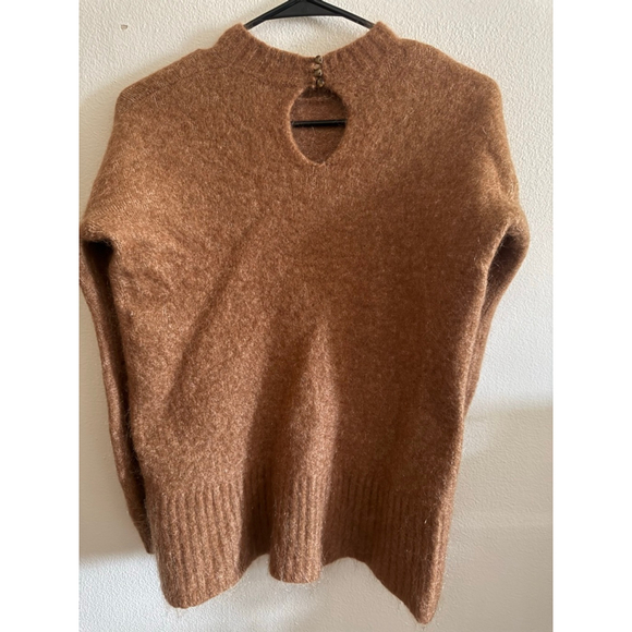 Women's Sezane’ La Malle Brown Mohair Blend Crew Neck Jumper Sweater - Picture 4 of 7